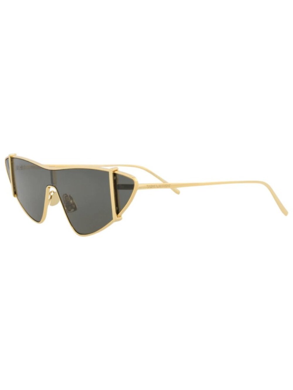 New Saint Laurent Women's Sunglasses Cat Eye Metal Frame Gold Gold Grey
